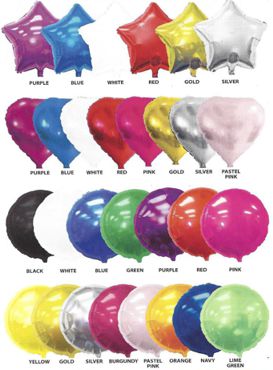 imprinted mylar ballon colors